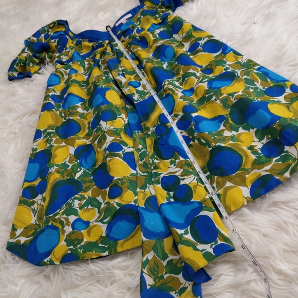 Rebecca Taylor Silk Blue & Lemon Print Summer Dress 2 - Picture 8 of 10